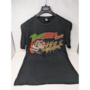 Merry Kissmas Kiss Band T-Shirt Funny Mens Size Med Christmas Shirt